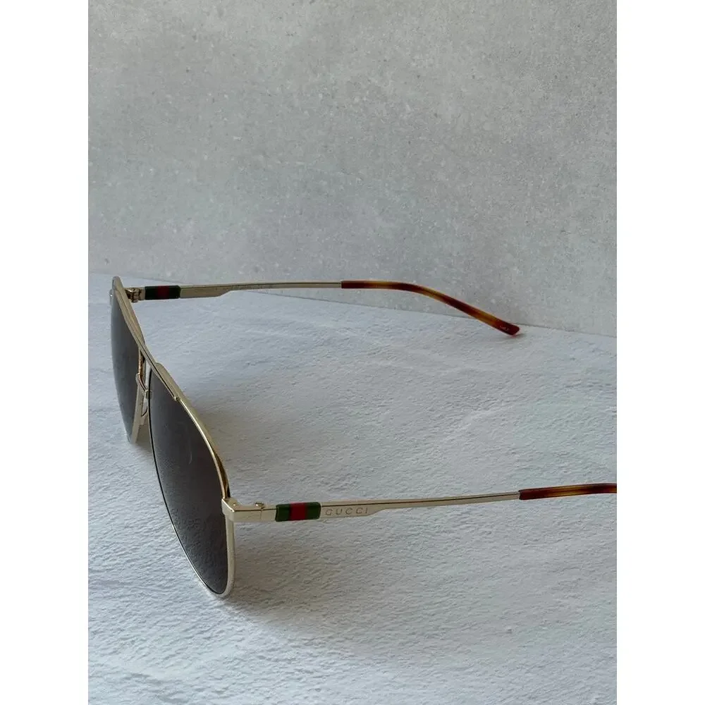 NEW Gucci GG1677S Gold Brown Lens Aviator Sunglasses $630